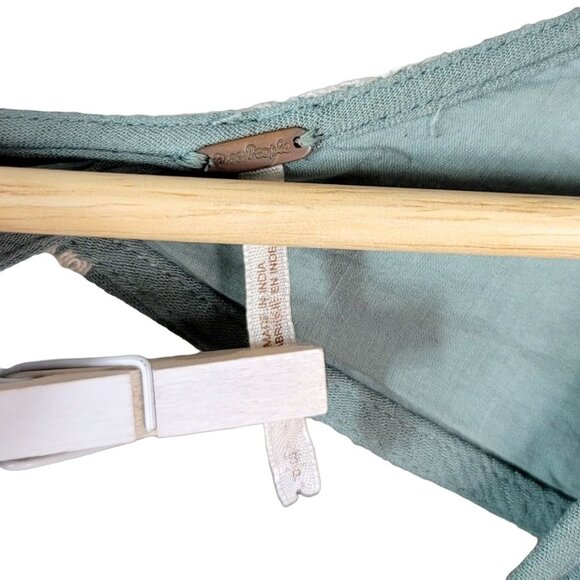 Free People Boho Dress Blue Green Small Lined Cut Out Floral Mini Emma Swing - Picture 4 of 7